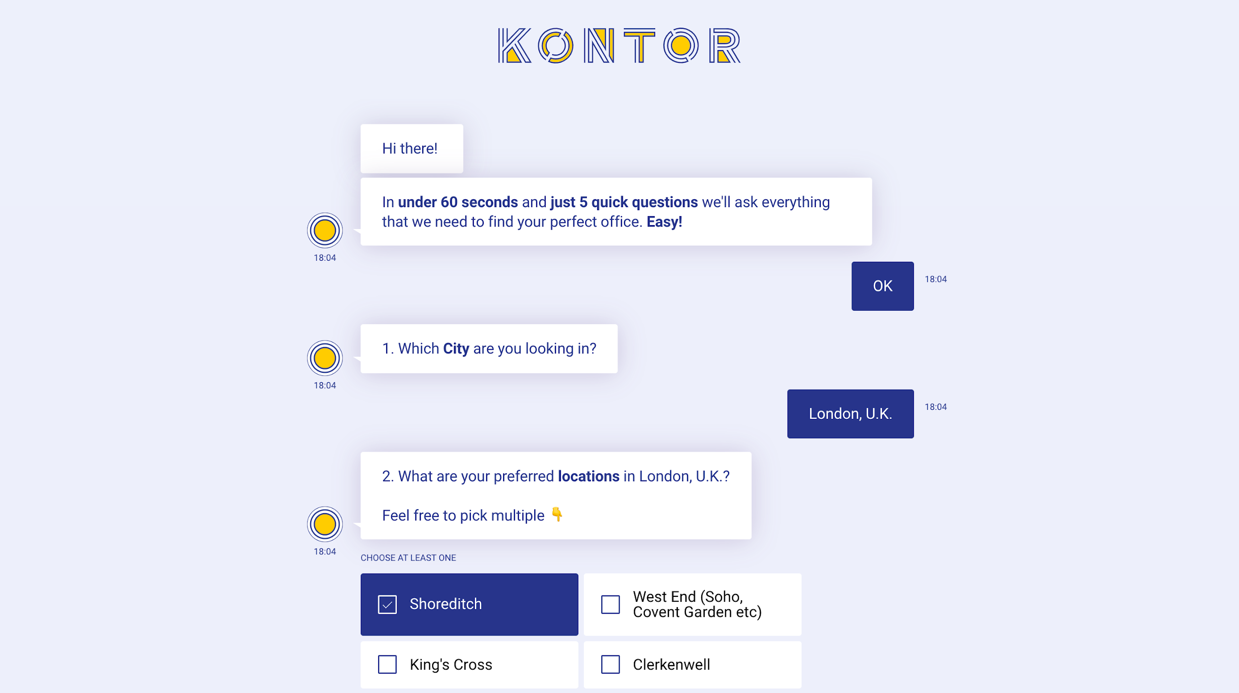 Kontor est l'un des chatbots qui augmentent les conversions de pages d'atterrissage