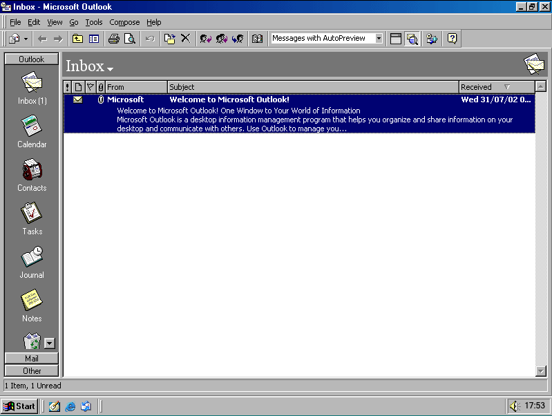 Le Microsoft Outlook d'origine.
